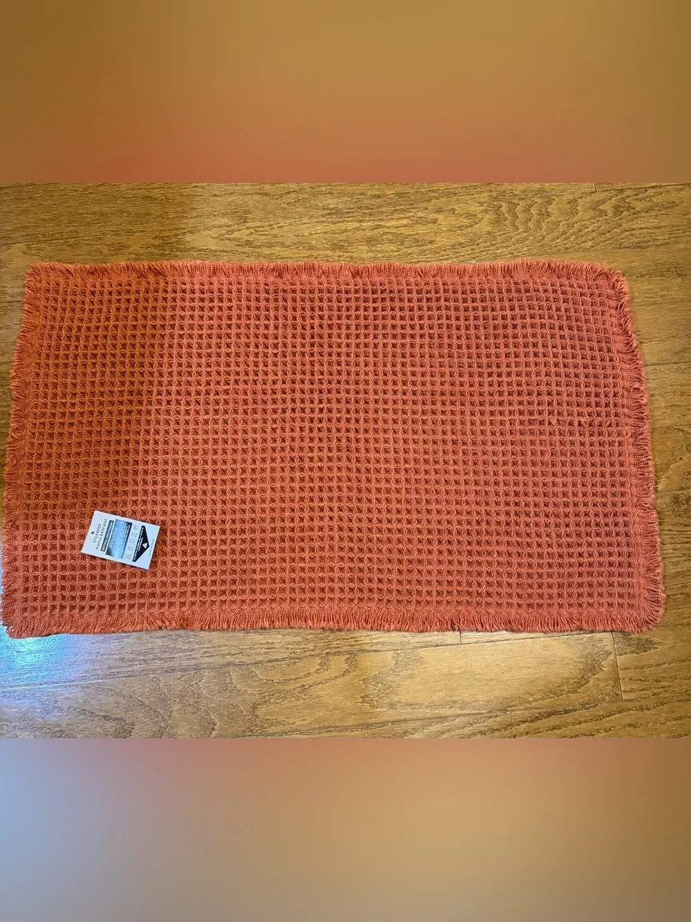 MIULEE Orange Waffle Bath Mat – Boho Style, Non-Slip, Washable, Super-Absorbent